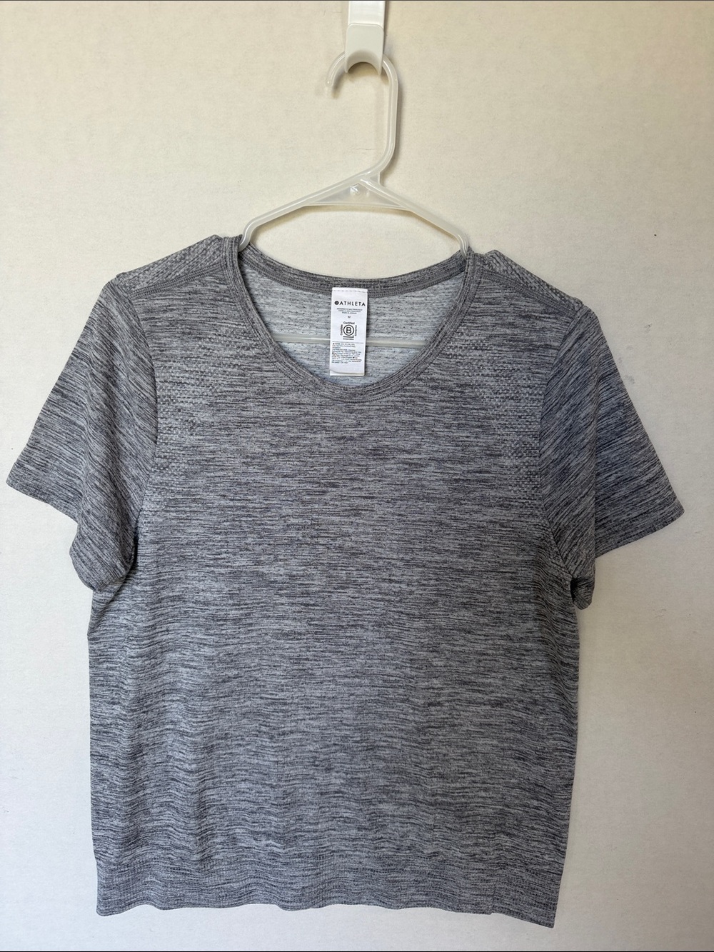 Athleta Gray Marled Short Sleeve Crew Tee